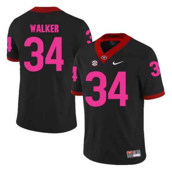 Georgia Bulldogs 34 Herschel Walker Black 2018 Breast Cancer Awareness College Football Jersey